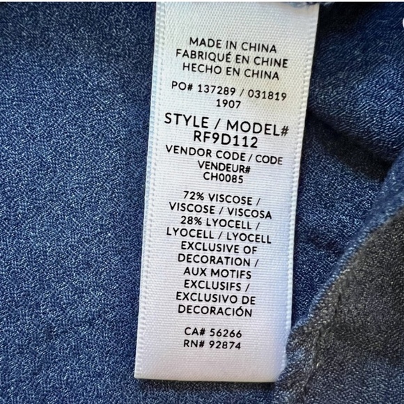 Splendid Willow Dress Tie Waist Dress Sleeveless Dark Washed Navy Blue V Neck - Picture 14 of 15